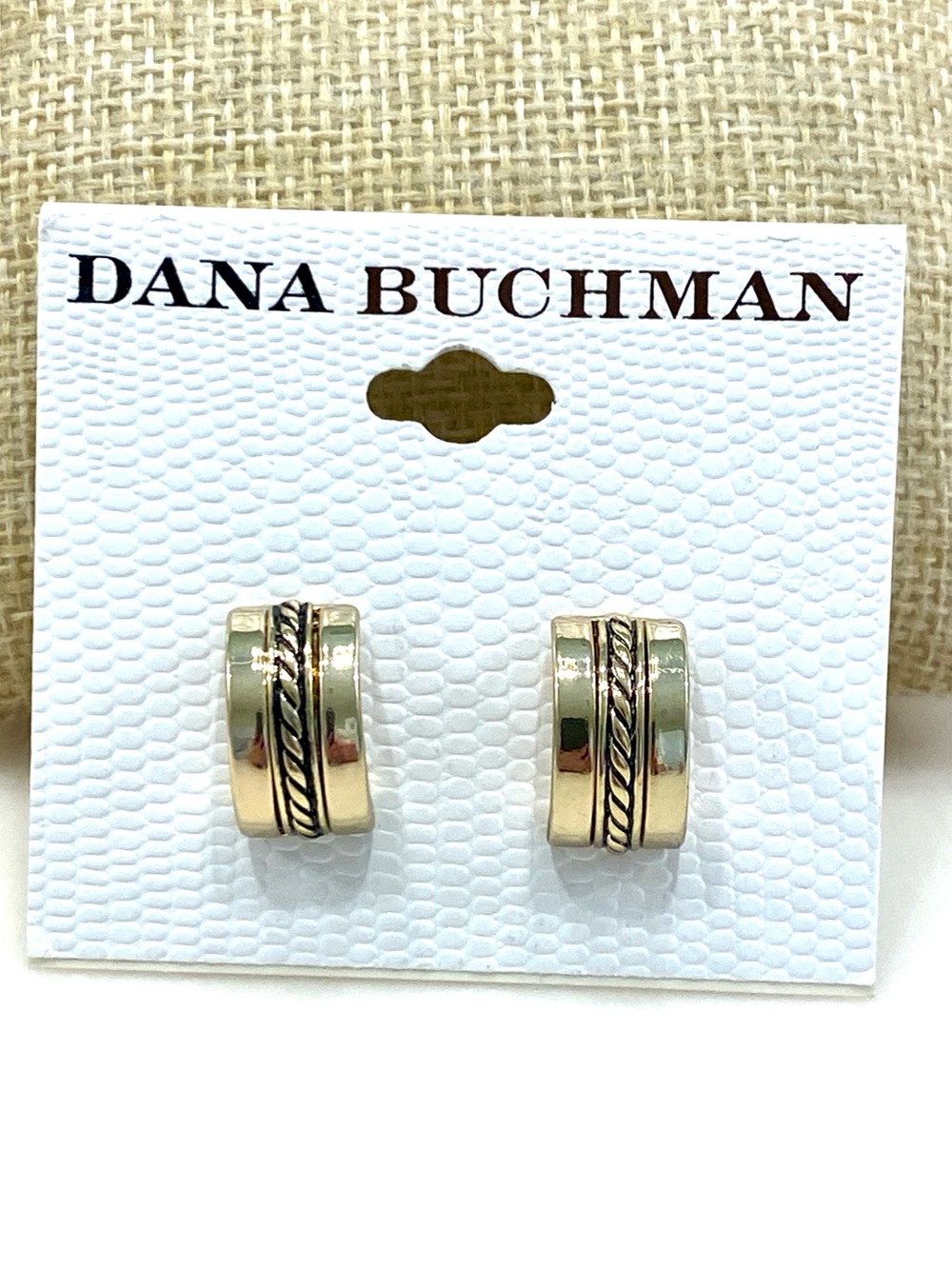 Dana Buchman Gold & Silver Two-Tone Cable Twist Small Huggie Hoop Earrings NWT